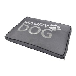 COUSSIN RECTANGLE COLLECTION HAPPY DOG 80X60X8CM GRIS