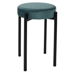 TABOURET BUBBLE EMPILABLE VELOURS BLEU CANARD