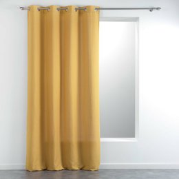 RIDEAU A OEILLETS 140X260CM TISSE UNI MELIANE JAUNE