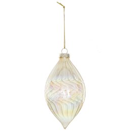 BOULE EN VERRE DOREE IRISEE FORME ALLONGEE 8CM