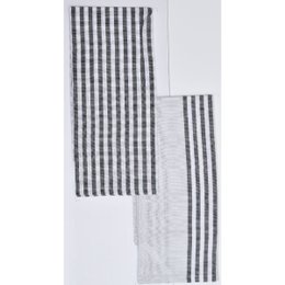 SET 2 TORCHONS VICTOR 50X70CM COTON GRIS FONCE GRIS CLAIR