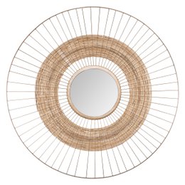 MIROIR SOLEIL METAL ET JONC D.75CM