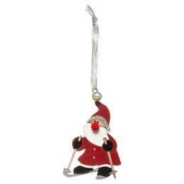 SUSPENSION BOIS PERE NOEL SKI 10CM