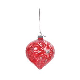 BOULE DE NOEL EN VERRE FORME OIGNON FLOCON 8CM