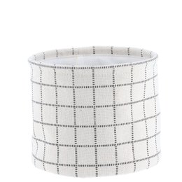 PANIER COTON IMPRIME MOTIF CARRE NATUREL 17X14CM