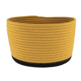 CORBEILLE OVALE PETIT MODELE COTON 25X20CM OCRE NOIR
