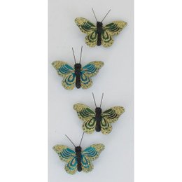PAPILLON PLUME AIMANT X 4 KOH SAMUI BLEU VERT FONCE