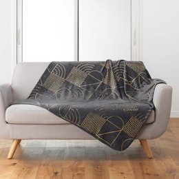 PLAID 125X150CM FLANELLE METALLISEE LINEOR ANTHRACITE OR