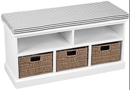 BANC BOIS 3 TIROIRS 90X34X46CM