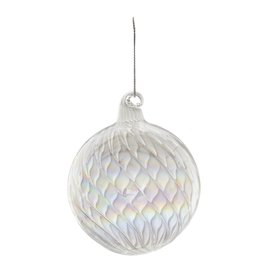 BOULE EN VERRE TRANSPARENT IRISEE 8CM