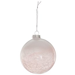 BOULE EN VERRE ROSE FUME 8CM