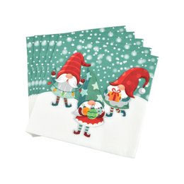 SET 20 SERVIETTES IMPRIMEES NOEL DECOR GNOMES 33X33CM