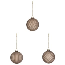 BOULE DE NOEL VERRE MARRON X3 PIECES 8CM