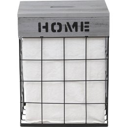 PANIERE A LINGE RECTANGULE BOIS METAL MM HOME DECO GRIS