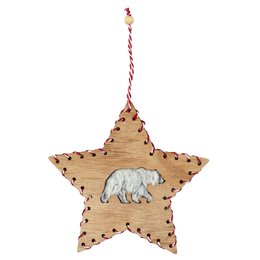 SUSPENSION ETOILE OURS EFFET FOURRURE H14CM