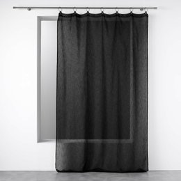 PANNEAU ANNEAUX 140X240CM VOILE TISSE LINKA NOIR