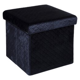 POUF PLIABLE VELOURS MARINE 31X31CM