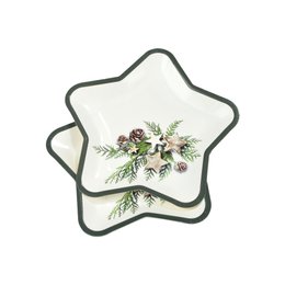 SET 6 ASSIETTES ETOILE IMPRIMEES NOEL DECOR CADEAUX D.23CM