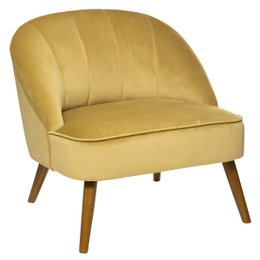 FAUTEUIL VELOURS PIED BOIS NAOVA OCRE