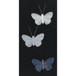 PAPILLON PLUME AIMANT X3 NAOMI BLANC GRIS ANTHRA GRIS FONCE