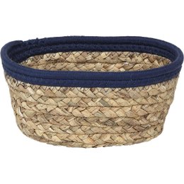 PANIER OVAL COTON MATIERE VEGETALE 21X16X9CM BLEU FONCE