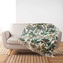 PLAID A FRANGES 125X150CM IMPRIME BALINESIA