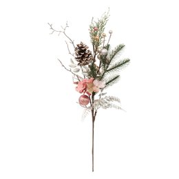 BRANCHE BOUQUET OR ROSE POMME DE PIN 64CM