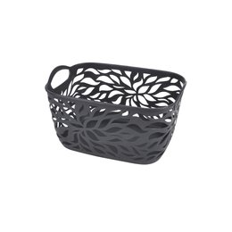 PANIERE MOTIF VEGETAL PLASTIQUE 3.5L 24X16.5CM ANTHRACITE