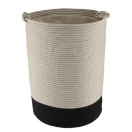 PANIERE LINGE RONDE GRAND MODELE COTON 50X37CM FICELLE NOIR