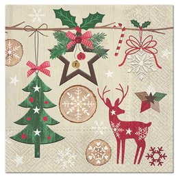 SET 20 SERVIETTES 3 PLIS 33X33CM NOEL RUSTIQUE