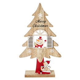 SAPIN A POSER AVEC SCENE DE NOEL H28CM