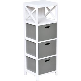 MEUBLE MDF PAULOWNIA GM 3 TIROIRS 1 NICHE BLANC GRIS