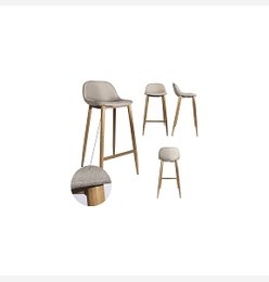 TABOURET DE BAR TISSU BEIGE PIEDS METAL M4