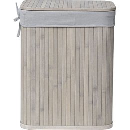 PANIERE A LINGE RECTANGLE 36.5X28.5X47CM BAMBOU TISSU GRIS