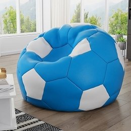 DEPE POUF BALLON BLEU CIEL ET BLANC
