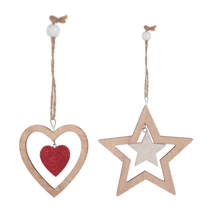 SUSPENSION DE NOEL AJOUREE ETOILE ET CIUR PAILLETE