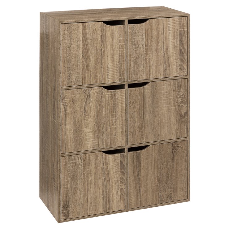 ETAGERE 6 CASES AVEC PORTES NATUREL