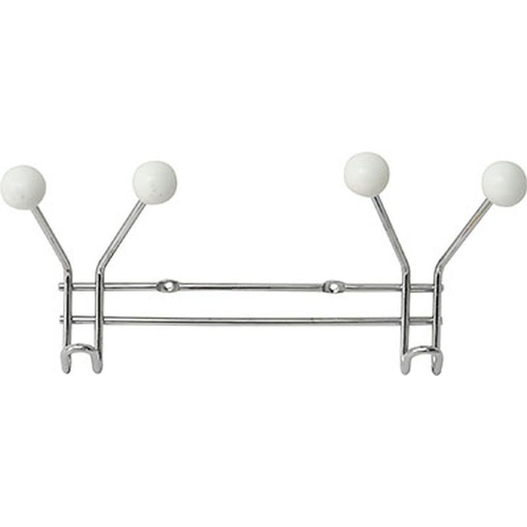 PATERE METAL 2 CROCHETS A FIXER DECORATION RESINE BLANCHE CH
