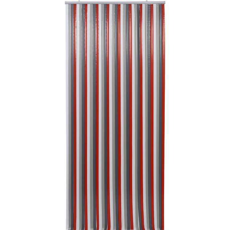 RIDEAU DE PORTE PLASTIQUE 90X220CM ROUGE BLANC GRIS