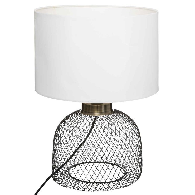 LAMPE GRILLE EMIE NOIR ET BLANC H.38CM