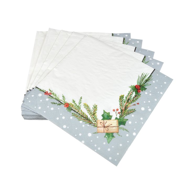 SET 20 SERVIETTES IMPRIMEES NOEL 33X33CM