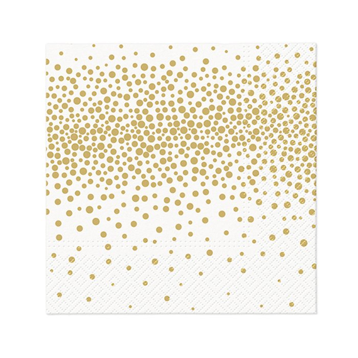 SET 20 SERVIETTES COCKTAIL 3 PLIS 25X25CM CONFETTIS OR