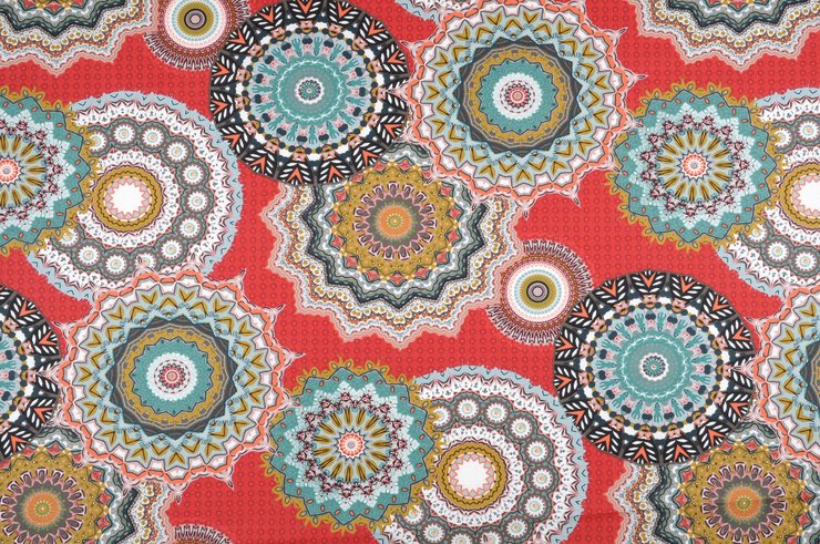 POLKA CRETONNE 160CM COTON ROUGE-6