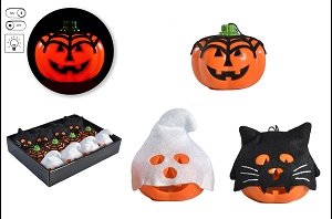 CITROUILLES DEGUISEES LUMINEUSES LED RGB 7.5X10X4.5 CM