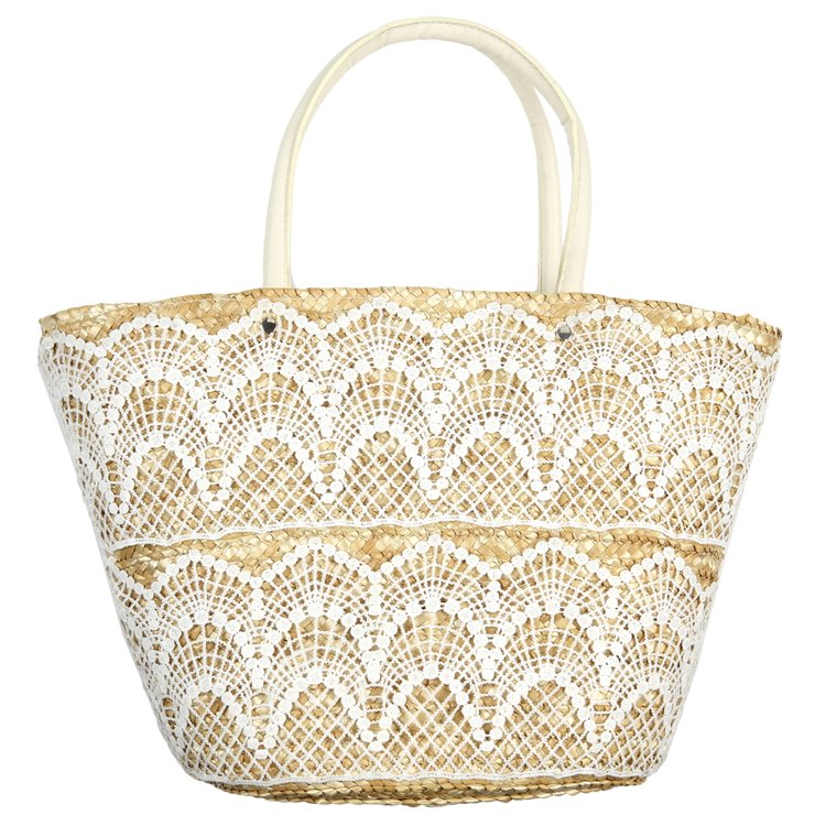 SAC DE PLAGE BLANC ET NATUREL L38XH25CM