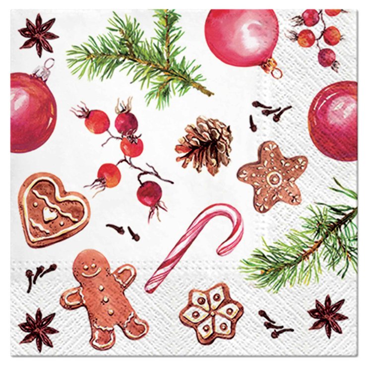 SET 20 SERVIETTES 3 PLIS 33X33CM FRIANDISES