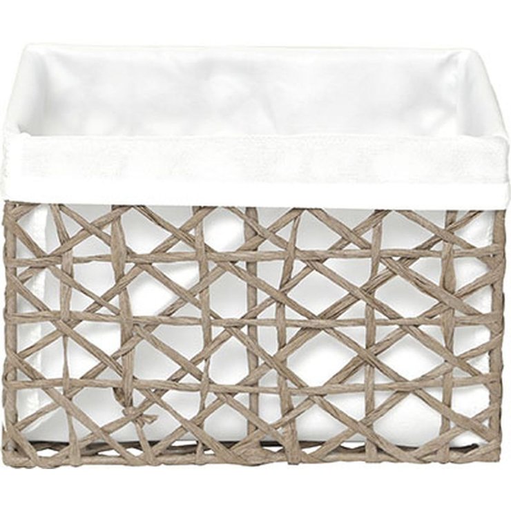 PANIER TGM PAPIER TAUPE TISSU BLANC