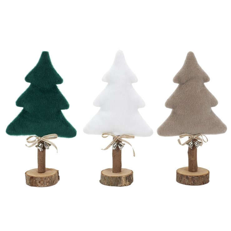SAPIN DE NOEL A POSER TEXTILE BLANC TAUPE VERT H.29CM