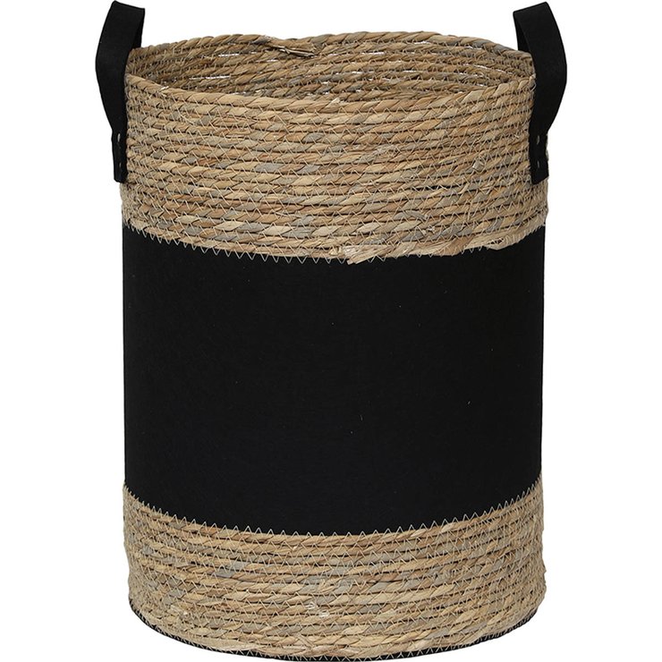PANIERE FEUTRINE MATIERE VEGETALE D.45X34CM NOIR NATUREL