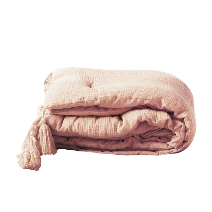 CHEMIN DE LIT 80X180CM GAZE DE COTON UNI ANGELIA ROSE